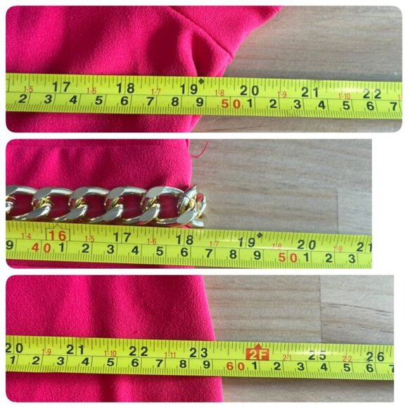 Michael Michael Kors PETITE XL Round Neck Scuba Crepe Chain Trim Dress Deep Pink - Picture 9 of 11